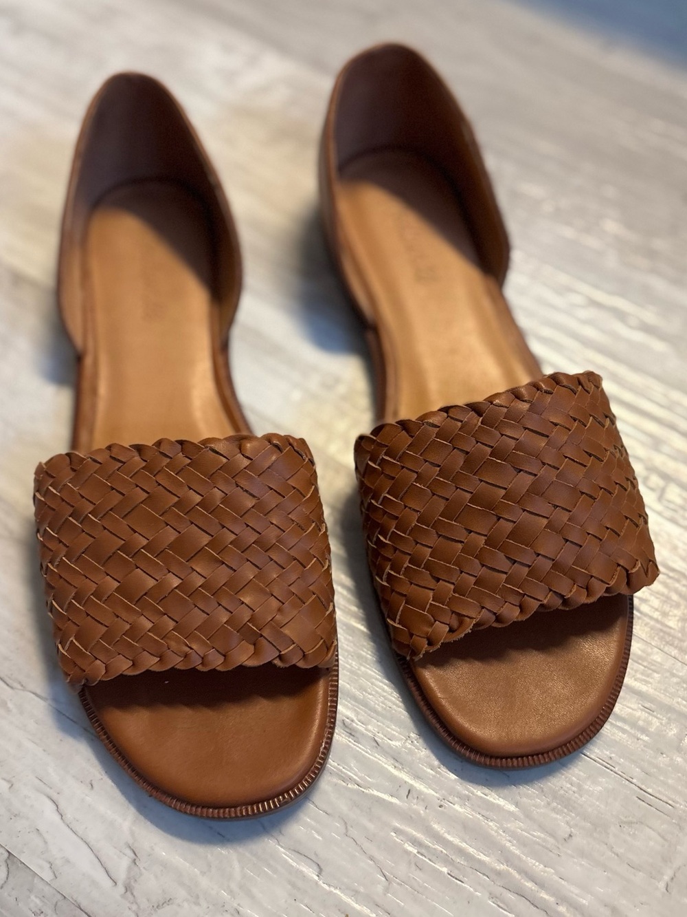 Madewell The Nelda D’Orsay Brown Leather  Woven Flats Women’s Size 10
